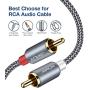JSAUX RCA Stereo Cable, [6.6ft/2M, Dual Shielded Gold-Plated] 2RCA Male to 2RCA Male Stereo Audio Cable for Home Theater, HDTV, Amplifiers, Hi-Fi Systems [Grey]