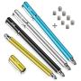 Bargains Depot New 5mm High-Sensivity Fiber Tip Capacitive Stylus Dual-tip Universal Touchscreen Pen for All Tablets & Cell Phones with 8 Extra Replaceable Fiber Tips (4 Pcs, Black/Aqua/Silver/Yellow)