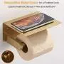 APLusee Toilet Paper Holder with Phone Shelf Brushed Gold, SUS 304 Stainless Steel Contemporary Tissue Roll Organizer Phone Storage Bathroom Accessories APLusee Toilet Paper Holder with Phone Shelf Brushed Gold, SUS 304 Stainless Steel Contemporary Tissue Roll Organizer Phone Storage Bathroom Accessories