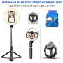 SYOSIN Selfie Ring Light with Tripod Stand and Phone Holder, 6” Rechargeable LED Dimmable Ring Light Selfie Stick Tripod with Bluetooth Remote Control for Live Stream,Makeup,YouTube Video