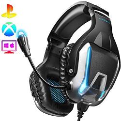 ONIKUMA Gaming Headset- PS4 Headset Xbox one Headset Gaming Headphone with Surround Sound, LED Light & Noise Canceling Microphone for PS4,PC,Mac,Xbox One(Adapter Not Included)