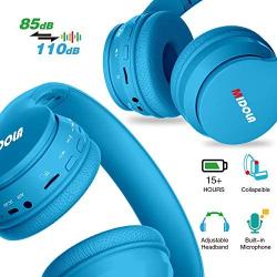 Midola Volume Limited 85dB /96dB Kids Headphone Bluetooth Wireless Over Ear Foldable Stereo Noise Protection Headset with AUX 3.5mm Cord Mic for Boys Girls Cellphone Ipad Tablets TV PC Blue