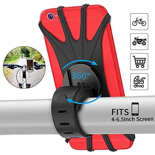 PEYOU Bike Phone Mount Holder,Universal Adjustable 360°Rotation Silicone Bicycle GPS Units Holder,Motorcycle Handlebar Mount fits for iPhone 11 Pro Max/XR/XS Max/8/7/6s,Galaxy S9/S8,4.0-6.5inches