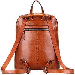 HESHE Women’s Leather Backpack Casual Daypack for Ladies (Brown-r)