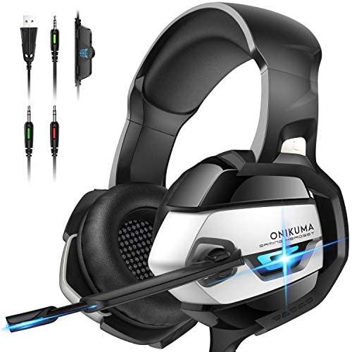 ONIKUMA PS4 Headset -Xbox One Headset Gaming Headset Noise Canceling Gaming Headphones with Mic & LED Light for PS4,Playstation,Xbox One(Adapter Not Included)