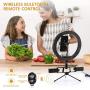 LED Selfie Ring Light 10" for iPhone with Tripod Stand and Phone Holder, Fill Light with Remote Control for Live Stream/Makeup/YouTube Video Compatible for iPhone Android