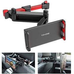 Car Headrest Tablet Mount - Tryone Stretchable Tablet Headrest Holder Compatible with Smartphones/Tablets/Switch 4"-10.6", Headrest Posts Width 4.7in-5.9in(Red)