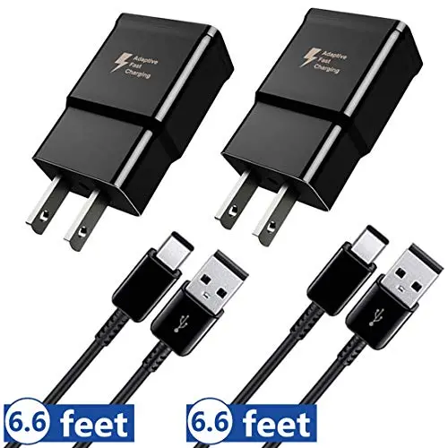 Adaptive Fast Charger Adapter Compatible Samsung Galaxy S9 S9 Plus S8 S8+ S10 S10e Note 8 Note 9, 2 Pack Charging Adapter + 2 Pack 6.6ft Type-C Cables Adaptive Fast Charger Adapter Compatible Samsung Galaxy S9 S9 Plus S8 S8+ S10 S10e Note 8 Note 9, 2 Pack Charging Adapter + 2 Pack 6.6ft Type-C Cables