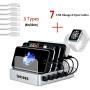 USB Charging Station for iPhone,COSOOS Charger Station with 5 lPhone Charger,1 Type-C,1 Micro Cable,iWatch Stand,6-Port Charging Station for Multiple Devices,iPad,Kindle(Silver White,UL Certified)