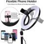LED Foldable Selfie Ringlights Brightness Livestreaming Photography with Stand - BKispaki 8 Inch Dimmable Live Beauty Ring Light with Cell Phone Holder for Vlog/Makeup/TikTok