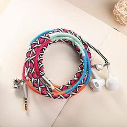 Earphones, Earbuds,URIZONS in Ear Headphones with Microphone Remote for iPhone, iPad, Mac, Laptop Android Devices Fabric Braided Wistband Bracelet