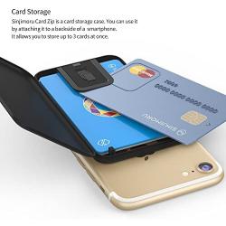 Sinjimoru Phone Card Holder Stick-on Phone Card Case, Phone Wallet Credit Card Holder on Back of Phone with up to 3 Cards and Cash Storage. Card Zip Black.