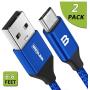 Micro USB Cable Android, BrexLink Micro USB to USB 2.0 Cable (2-Pack, 6.6 Feet) Nylon Braided Sync and Fast Charging Cable for Samsung, Kindle, Android Smartphones, Galaxy S7 Edge, Moto G5, PS4 (Blue)