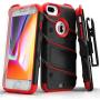 ZIZO Bolt Series for iPhone 8 Plus Case Military Grade Drop Tested Tempered Glass Screen Protector Holster iPhone 7 Plus case Black RED