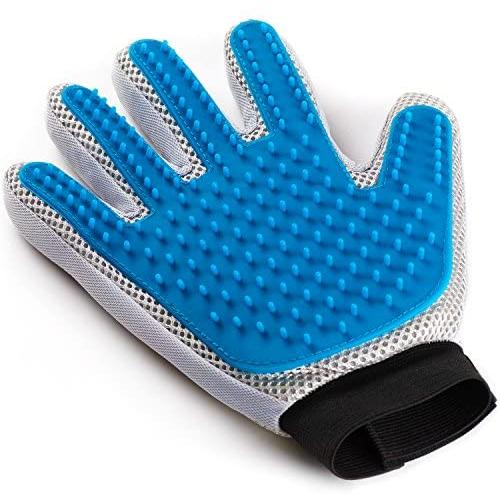 Pet Grooming Glove - Enhanced Five Finger Design - for Cats, Dogs and Horses - Long & Short Fur - Gentle De-Shedding Brush - Your Pet Will Love It