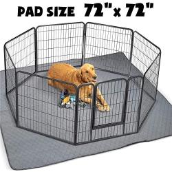 ZICOTO Waterproof XXL Puppy Whelping Pad 72&quotx72" - Our Washable Super Absorption Pee Pad is Perfect for Your Exercise Playpen Or Whelping Box - The Durable Non Slip Floor Mat for Dogs