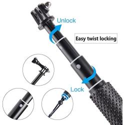 Trehapuva Selfie Stick, 19” Waterproof Hand Grip Adjustable Extension Monopod Pole Compatible With GoPro Hero(2018) Hero 7 6 5 4 3+3 2 1 Session, AKASO, Xiaomi Yi,SJCAM SJ4000 SJ5000 SJ6000 More(Blue)