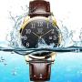 Men Women Wrist Watch Brown Leather-OLEVS Casual Classic Number Easy Reader Analog Quartz Dress Waterproof 3ATM Wristwatch