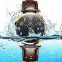 Men Women Wrist Watch Brown Leather-OLEVS Casual Classic Number Easy Reader Analog Quartz Dress Waterproof 3ATM Wristwatch