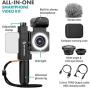 Movo SmartCine Complete Smartphone Video Rig with Built-in Stereo Microphone, LED Light, Wide-Angle and Fisheye Lenses - Youtuber Kit Compatible with iPhone/Android Phones - YouTube, Tik Tok Equipment