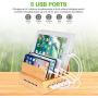 OthoKing Bamboo Charging Station, Wood Charging Station for Multiple Devices with 5 Ports USB Charger Docking Station for iPhone, iPad,Tablet, and Android Cell Phone