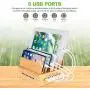 OthoKing Bamboo Charging Station, Wood Charging Station for Multiple Devices with 5 Ports USB Charger Docking Station for iPhone, iPad,Tablet, and Android Cell Phone OthoKing Bamboo Charging Station, Wood Charging Station for Multiple Devices with 5 Ports USB Charger Docking Station for iPhone, iPad,Tablet, and Android Cell Phone