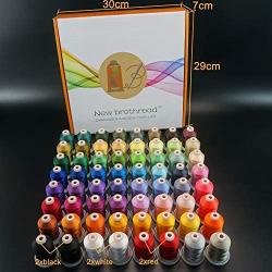 New brothread 64 Spools 1000M (1100Y) Polyester Embroidery Machine Thread Kit for Professional Embroiderer and Beginner