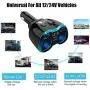 USB C Car Charger, Cigarette Lighter Splitter Adapter 2 Socket Type C Multi Power Outlet 12V/24V 80W DC with LED Voltmeter Switch 5.8A Dual USB Port for Mobile Cell Phone GPS Dash Cam USB C Car Charger, Cigarette Lighter Splitter Adapter 2 Socket Type C Multi Power Outlet 12V/24V 80W DC with LED Voltmeter Switch 5.8A Dual USB Port for Mobile Cell Phone GPS Dash Cam