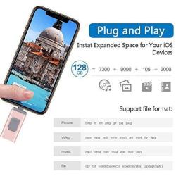 USB Flash Drive 128G, USB Memory Stick 128GB Jump Drive Thumb Drive 3.0 Flash Drive Compatible for iPhone/iPad/PC/Android Password/Touch ID Protected Flash Drive for iOS/iPhone (128G Pink)