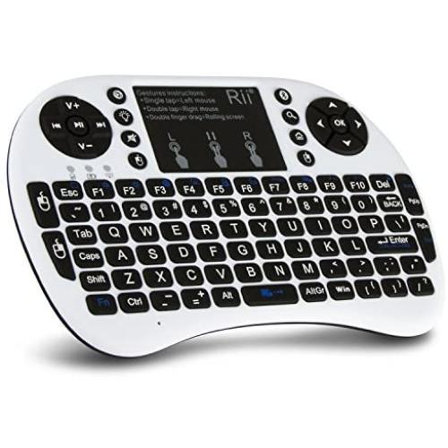 (Upgraded) Rii i8+ Mini Bluetooth Keyboard with Touchpad＆QWERTY Keyboard, Backlit Portable Wireless Keyboard for Smartphones laptop/PC/Tablets/Windows/Mac/TV/Xbox/PS3/Raspberry Pi.White