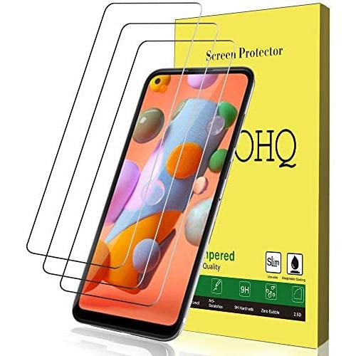 QHOHQ Screen Protector for Samsung Galaxy A11/Galaxy M11, [3 Pack] Tempered Glass Film, 9H Hardness - 2.5D Edge - No Bubbles - Anti-Fingerprint - Anti-Scratch