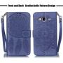 Galaxy J3 Wallet Case, Phone case for Samsung j3, JanCalm [Multi Card/Cash Slots] Flip Cover Wallet PU Leather with Stand + Wrist Strap Case for Samsung Galaxy J3 (2016) + Crystal Pen (Blue)