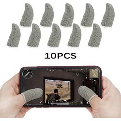 Iotton Finger Sleeves for Gaming [10 Pack], Anti-Sweat Breathable PUBG Finger Sleeves, Highly Sensitive Nano-Copper Fiber Material, Thumb Sleeves for PUBG/Rules of Survival/Call of Duty-White