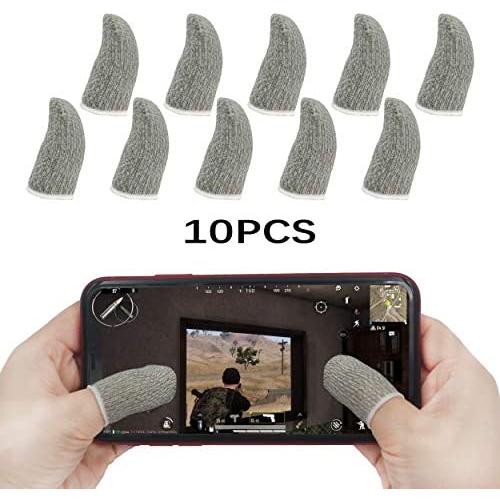 Iotton Finger Sleeves for Gaming [10 Pack], Anti-Sweat Breathable PUBG Finger Sleeves, Highly Sensitive Nano-Copper Fiber Material, Thumb Sleeves for PUBG/Rules of Survival/Call of Duty-White