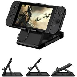 Qubuy Nintendo Switch Desktop Stand, Compact Playstand Desktop Stand For Nintendo Switch NS Game Console Holder Play While Charging Adjustable Angle Portable Foldable Base Bracket for Nintendo Switch