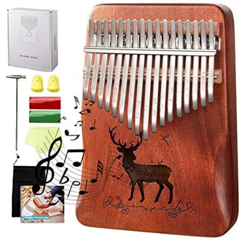 Kalimba Thumb Piano 17 Keys, Easy to Learn Portable Musical Instrument with Tuning Hammer, Gifts for Kids Beginners Adult and Friends