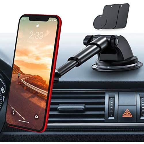 andobil Magnetic Phone Car Mount, 360° Rotation Universal Dashboard Windshield Cellphone Holder Hands-Free Suction Phone Stand Compatible iPhone SE 11 Pro Max/XR/6/7/8 Plus, Samsung Note S9/S10e/a20