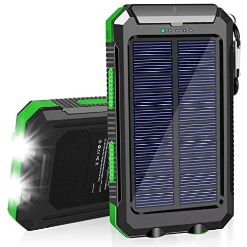 Solar Charger, 20000mAh Portable Solar Power Bank for Cell Phone, Dual 5V/2.1A USB Ports Output and 2 LED Flashlight, Perfect for Outdoor | Camping | Hiking | Trip | Emergency