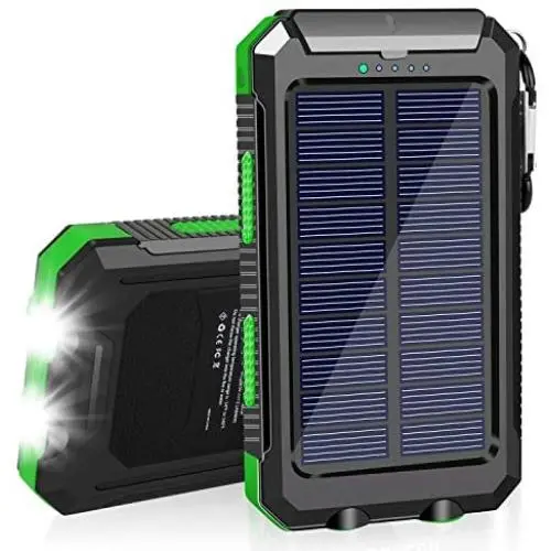 Solar Charger, 20000mAh Portable Solar Power Bank for Cell Phone, Dual 5V/2.1A USB Ports Output and 2 LED Flashlight, Perfect for Outdoor | Camping | Hiking | Trip | Emergency