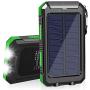 Solar Charger, 20000mAh Portable Solar Power Bank for Cell Phone, Dual 5V/2.1A USB Ports Output and 2 LED Flashlight, Perfect for Outdoor | Camping | Hiking | Trip | Emergency