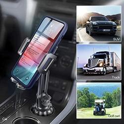 Car-Cup-Holder-Phone-Mount Adjustable Pole Automobile Cup Holder Smart Phone Cradle Car Mount for iPhone 11 Pro/XR/XS Max/X/8/7 Plus/6s/Samsung S10 /Note 9/S8 Plus/S7 Edge(Grey)