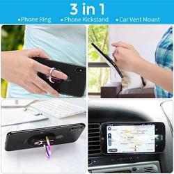 Phone Ring Holder Finger Kickstand, Multipurpose Phone Bracket, Universal Air Vent Car Phone Mount 3 in 1 Mobile Phone Stand 360 Degree Rotation (Black Multicolor)