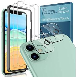 [4 Pack] TOCOL for iPhone 11 (6.1 inch) 2 Pack Tempered Glass Screen Protector and 2 Pack Tempered Glass Camera Lens Protector HD Clear Bubble Free Case Friendly 9H Hardness