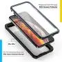 iPhone Xs Max Case - FITFORT Full Body Rugged Case with Built-in Touch Sensitive Anti-Scratch Screen Protector, Ultra Thin Clear Shock Drop Proof Impact Resist Extreme Durable Protective Cover