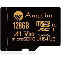 Amplim 128GB Micro SD SDXC V30 A1 Memory Card Plus Adapter Pack (Class 10 U3 UHS-I Pro MicroSD XC) 128 GB Ultra High Speed 667X 100MB/s UHS-1 TF MicroSDXC 4K Flash - Cell Phone, Drone, Camera