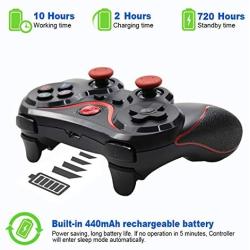 Phone Game Controller, T3 Bluetooth Joystick Wireless Gamepad Game Controller Joystick Gaming Controller for Android for iOS Mobile Phones PC Game Handle-Black with USB-