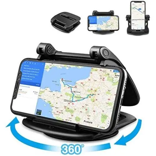 Car Phone Holder, Loncaster 360°Rotating Car Phone Mount, Silicone Dashboard Car Phone Holder Compatible for iPhone, Android Smart Phones, GPS and More Devices