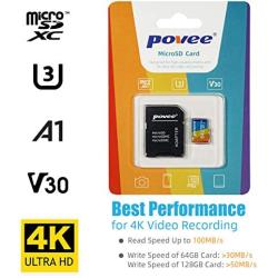 128GB Micro SD Card with Adapter,U3 A1 MicroSDXC Card 667X High Speed Up to 100MB/s UHS-I MicroSD UHS-1 Memory Card for Android Smartphone Nintendo Galaxy Fire and Gopro