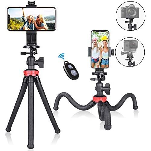 3in1 Smartphone Mobile Cell Phone Selfie Tripod Portable Flexible Mini Travel Camcorder Tabletop Stand Mount Holder for iPhone Samsung Webcam Youtuber Reivewer Vlogging Live Streaming Podcast