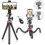 3in1 Smartphone Mobile Cell Phone Selfie Tripod Portable Flexible Mini Travel Camcorder Tabletop Stand Mount Holder for iPhone Samsung Webcam Youtuber Reivewer Vlogging Live Streaming Podcast